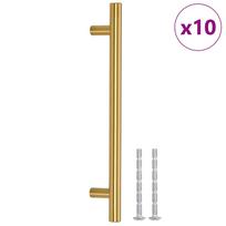 vidaXL Spintelės rankenėlės, 10vnt., auksinės, atstumas tarp skylių 160 mm bendras ilgis 224 mm, nerūdijantis plienas