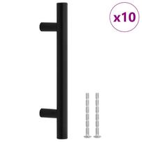 vidaXL Spintelės rankenėlės, 10vnt., juodos, atstumas tarp skylių 96 mm bendras ilgis 150 mm, nerūdijantis plienas