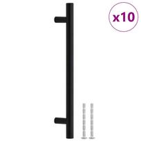 vidaXL Spintelės rankenėlės, 10vnt., juodos, atstumas tarp skylių 160 mm bendras ilgis 224 mm, nerūdijantis plienas