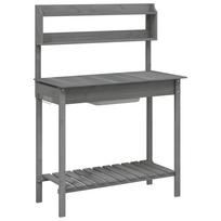 vidaXL Sodinimo stalas su plautuve, pilkas, 147,5x44x139,5cm, eglė