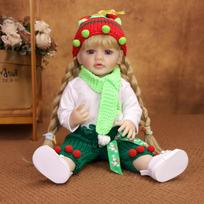 55 cm Reborn Baby Girl Doll Full Silicone Vinyl Lifelike Newborn Babies Doll Kids Playmate Toy Birthday Christmas Gifts 22 inch brown