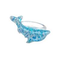 Shimmering Resin Dolphin Ring With Stylish Finish And Ergonomic Band Finger Accessory Perfect For Fashionable Outfits mėlyna