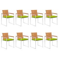 vidaXL Sodo kėdės su pagalvėlėmis, 8vnt., akacijos medienos masyvas