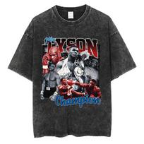 Washed Vintage Mike Tyson Graphic T-shirt Men Women Hip Hop Casual Short Sleeve T Shirts Male Gothic Rock Oversized Streetwear XL įvairiaspalvis