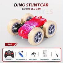 Kids Remote Control Car Toy Rc Stunt Car 2.4G 5Wd Burst Dinosaur Car With High Speed Double-Sided Tumbl Drift Led Lights Gifts mėlyna