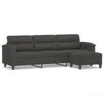 vidaXL Trivietė sofa su pakoja, tamsiai pilka, 210cm, audinys