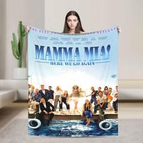 Mamma Mia! Here We Go Again Flannel Blanket Romantic Comedy Soft Warm Throw Blanket for Outdoor Travel Bedspread Sofa Bed Cover Size: 75*100cm, Weight: 230 GSM white