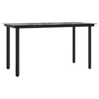vidaXL Sodo valgomojo stalas, juodas, 200x100x74cm, plienas ir grūdintas stiklas