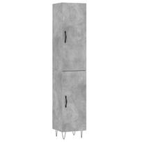 vidaXL Komoda, betono pilkos spalvos, 34,5x34x180cm, apdirbta mediena