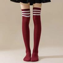 Iki šlaunų kojinės moterims Gotiškos Mielos Kawaii Dryžuotos Virš kelių kojinės Medvilninės Ilgos Aukštos iki kelių kojinės One Size black