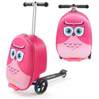 VEVOR Ride-on Luggage, 20 L Capacity, 20 Inches Kids Scooter Suitcase with Flash PU Wheels, Adjustable Handle & TPR Non-Slip Grip 33 x 28 x 52 cm rožinė