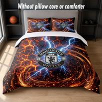 Manchester United Design Bed Bedding Set 1 Duvet Cover + 2 Pillowcases Soft Breathable Household Bed Linens 135cm*200cm gray