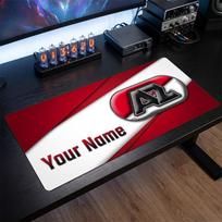 AZ Alkmaar Custom Large Mouse Pad, Personalized Name Text Print, Football Logo Non‑Slip Desk Mat Gaming Gift 30cmx60cm gray