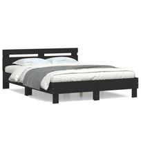 vidaXL Lovos rėmas su galvūgaliu, juodas, 150x200cm, apdirbta mediena