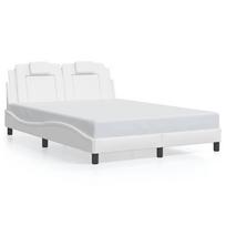 vidaXL Lovos rėmas, Viana, be čiužinio, baltos, 140x190 cm, dirbtinė oda