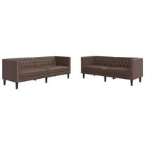vidaXL Chesterfield sofų komplektas, 2 dalių, rudas, dirbtinė oda