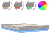 vidaXL Lovos rėmas su LED lemputėmis, betono pilkos spalvos, 150x200cm