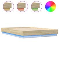 vidaXL Lovos rėmas su LED lemputėmis, sonoma ąžuolo spalvos, 135x190cm