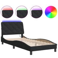 vidaXL Lovos rėmas su LED be čiužinio, juodos spalvos, 80x200cm, aksomas