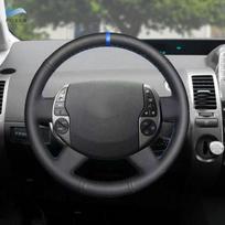 Skirta Toyota Prius 20 XW20 2004 2005 2006 2007 2008 2009 Rankomis susiūta automobilio vairo dangčio apdaila Juoda oda su mėlyna spalva gray