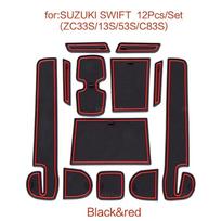 Rubber Anti-slip Mat Door Groove Cup pad phone Cushion Gate Coaster Car Accessories for Suzuki Swift ZC33S 2018 raudona