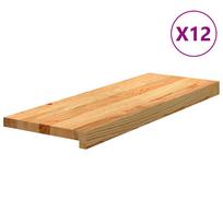 vidaXL Laiptų pakopos, 12vnt., šviesiai rudos, ąžuolo medienos masyvas