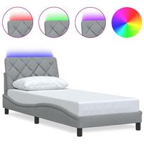 vidaXL Lovos rėmas su LED be čiužinio, šviesiai pilkas, 90x190 cm