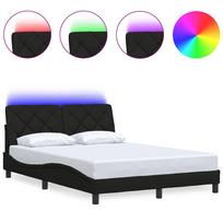vidaXL Lovos rėmas su LED be čiužinio, juodos spalvos, 140x190 cm