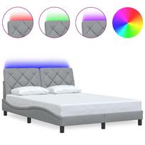 vidaXL Lovos rėmas su LED be čiužinio, šviesiai pilkas, 140x200 cm
