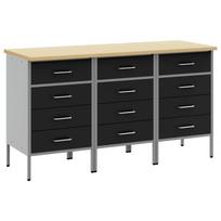 vidaXL Darbo spinta su stalčių 3 vnt. Juoda ir pilka 150 x 55 x 85 cm