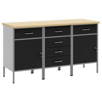 vidaXL Darbo spinta su stalčių 3 vnt. Juoda ir pilka 150 x 55 x 85 cm