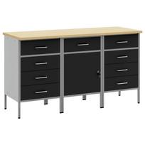vidaXL Darbo spinta su stalčių 3 vnt. Juoda ir pilka 150 x 55 x 85 cm