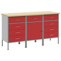 vidaXL Darbo spinta 3 vnt. Raudona ir pilka 150 x 55 x 85 cm