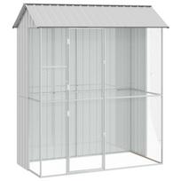 vidaXL Paukščių narvas Pilka 215 x 110 x 247 cm Cinkuota plienas