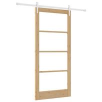 vidaXL Slankios durys 93 x 202 cm Tvirtos pušies mediena ir stiklas