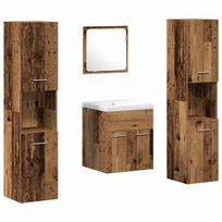 vidaXL Vonios baldų rinkinys 4 vnt. Senas medis 41 x 38,5 x 46 cm