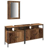 vidaXL Vonios spintelės 3 vnt. Ruda 80 x 30 x 60 cm Apdirbta mediena