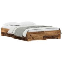 vidaXL Lovos rėmas Senovinis medis 135 x 190 cm Apdirbta mediena