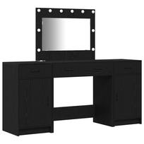 vidaXL Makiažo stalas 3 vnt. Juoda 78,5 x 41 x 135 cm Apdirbta mediena
