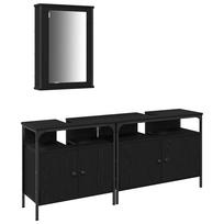 vidaXL Vonios spintelės 3 vnt. Juoda 80 x 30 x 60 cm Apdirbta mediena