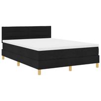 vidaXL LED Čiužinio Lova su galvūgalio Juodas 140 x 190 cm audinys