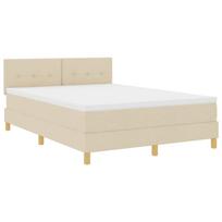 vidaXL LED Čiužinio Lova su galvūgalio Kreminė 140 x 190 cm audinys