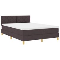vidaXL LED Čiužinio Lova Tamsiai rudas 140 x 190 cm audinys