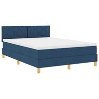 vidaXL LED Čiužinio Lova su galvūgalio Mėlyna 140 x 190 cm audinys