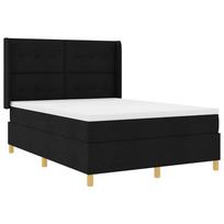 vidaXL Kiemas lova su LED juostelėmis Juoda 140 x 190 cm audinys