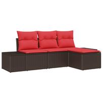 vidaXL Sofos komplektas 4 vnt. Ruda [Sintetinė]: Poli ratanas