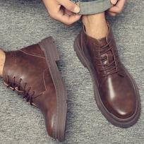 Madingi vyriški odiniai motociklininko batai aukštu aulu britiško stiliaus retro Chelsea batai darbo batai 44 juoda