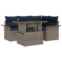 vidaXL Sodo Sofų Rinkinys 5 vnt. Pilka [Sintetinė]: Poli ratanas
