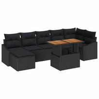 vidaXL Sodo Sofų Rinkinys 8 vnt. Juoda Poli ratanas