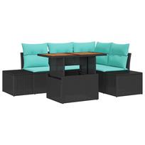 vidaXL Sodo Sofa Rinkinys 5 vnt. Juoda Sintetinis ratanas
